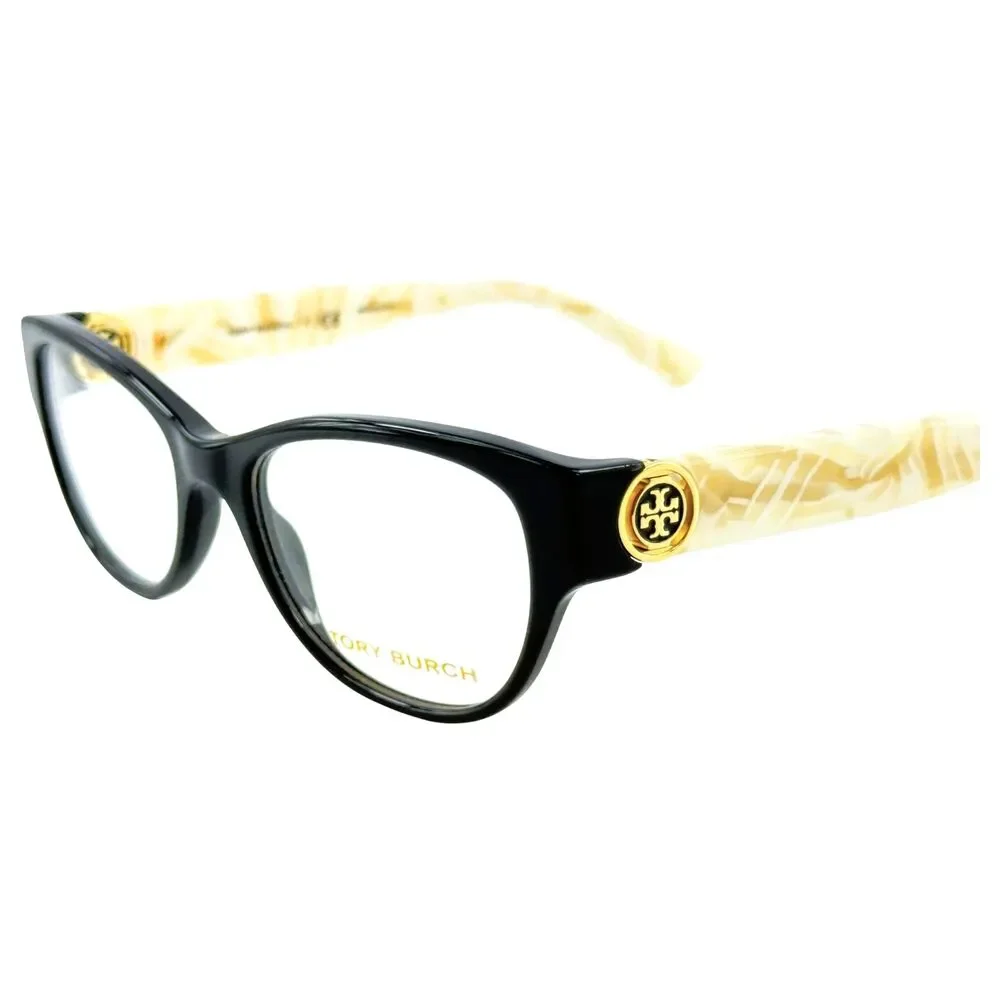 Tory Burch TY2060 Womens Plastic Eyeglass Frame 3148 Black Ivory Marble 48-17